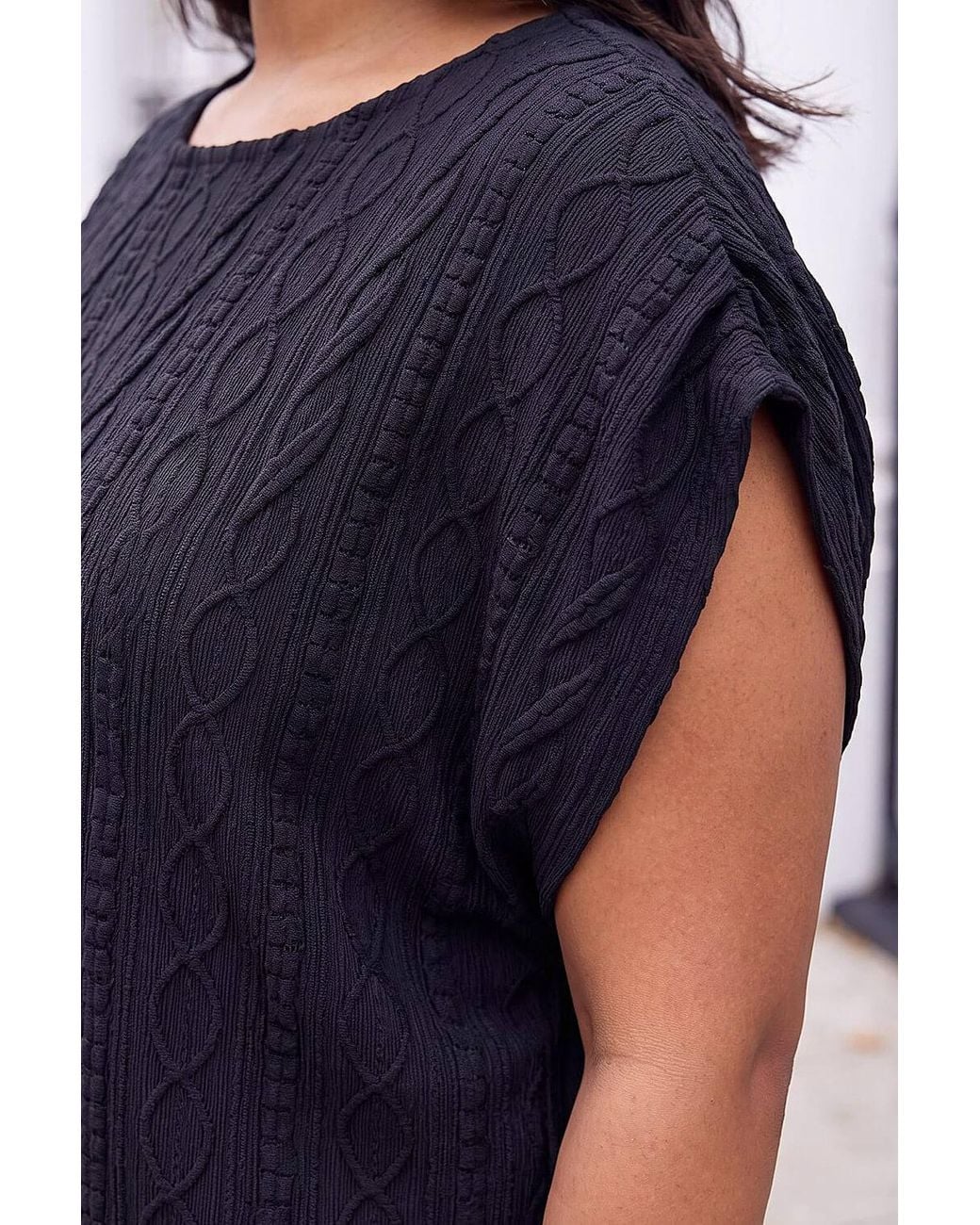 Roman Blue Curve Jacquard Tie Hem Top