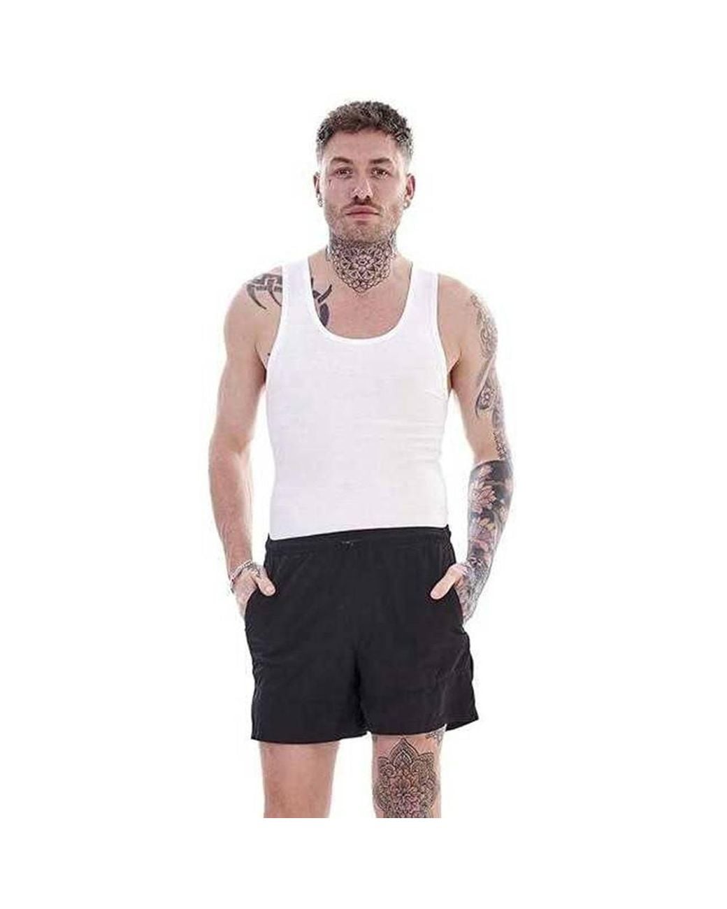 Keanu White Ribbed Cotton Blend Fitted Vest Top (Pack Of 6) for men