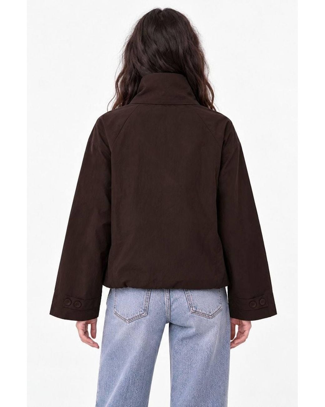 Hiccup Brown Oversized Button-Up Trench Coat With Stand Collar