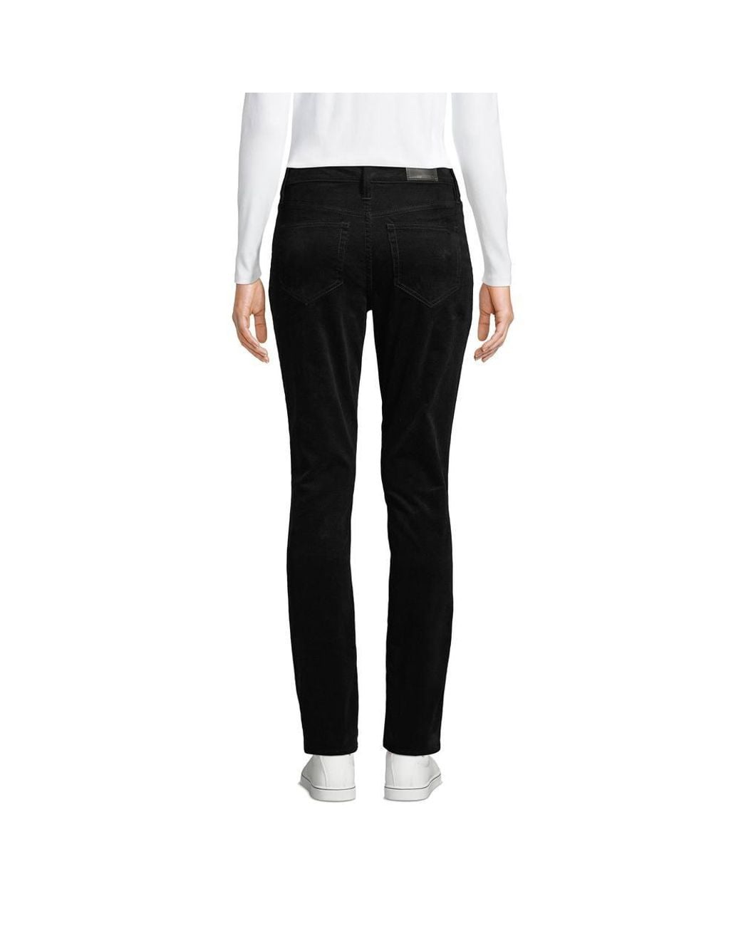 Lands' End Black Straight Leg Stretch Cord Jeans, Mid Rise