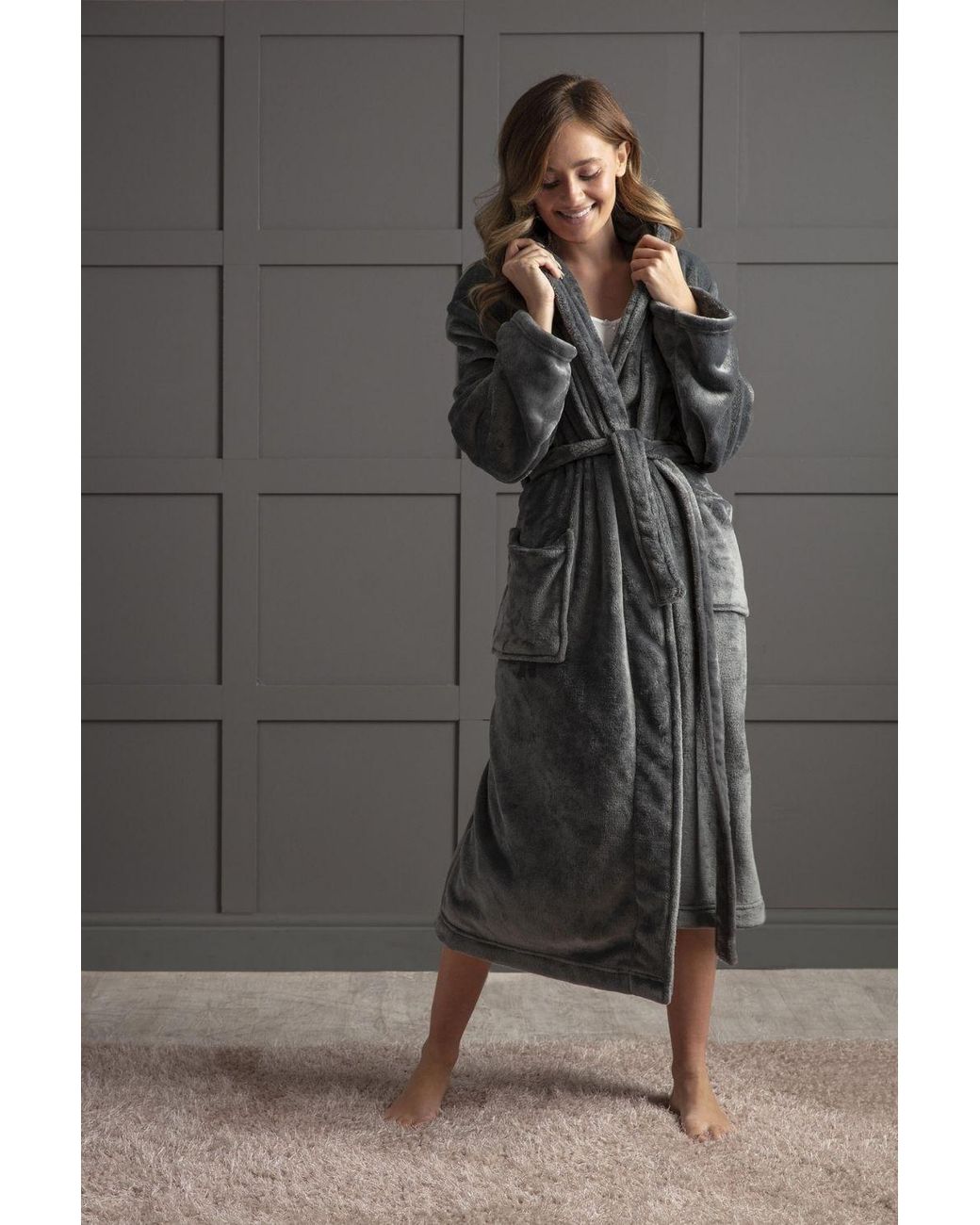 Heat Holders Natural Soft Fleece Warm Bathrobe Dressing Gown For Winter