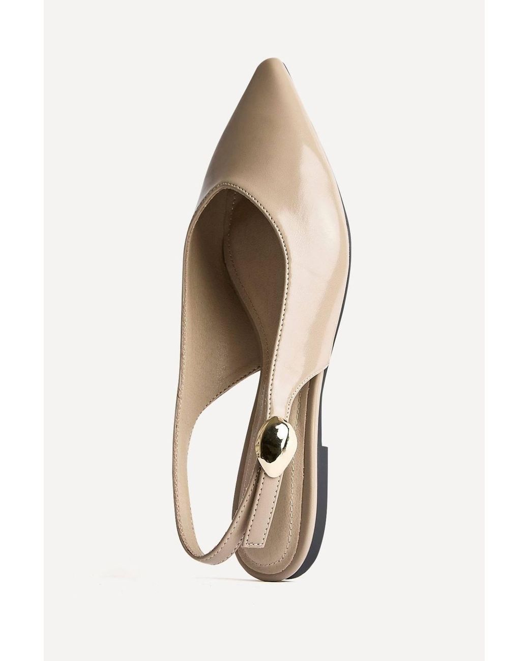 Linzi White Profile Faux Leather Ballet Flats