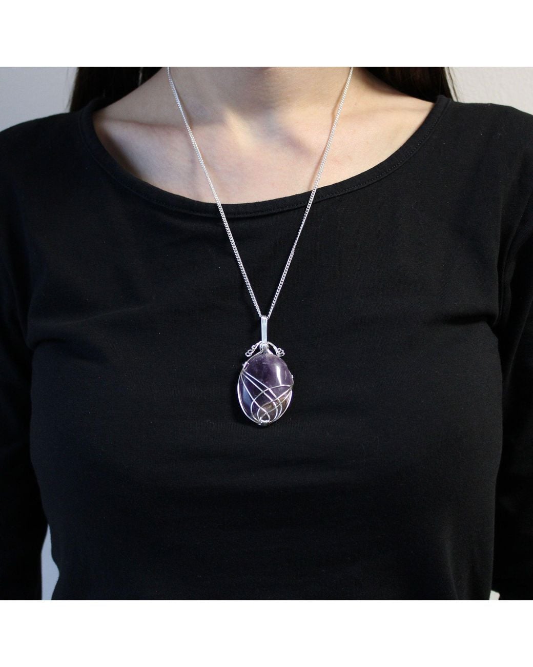 KDMD Purple Swirl Wrapped Gemstone Necklace