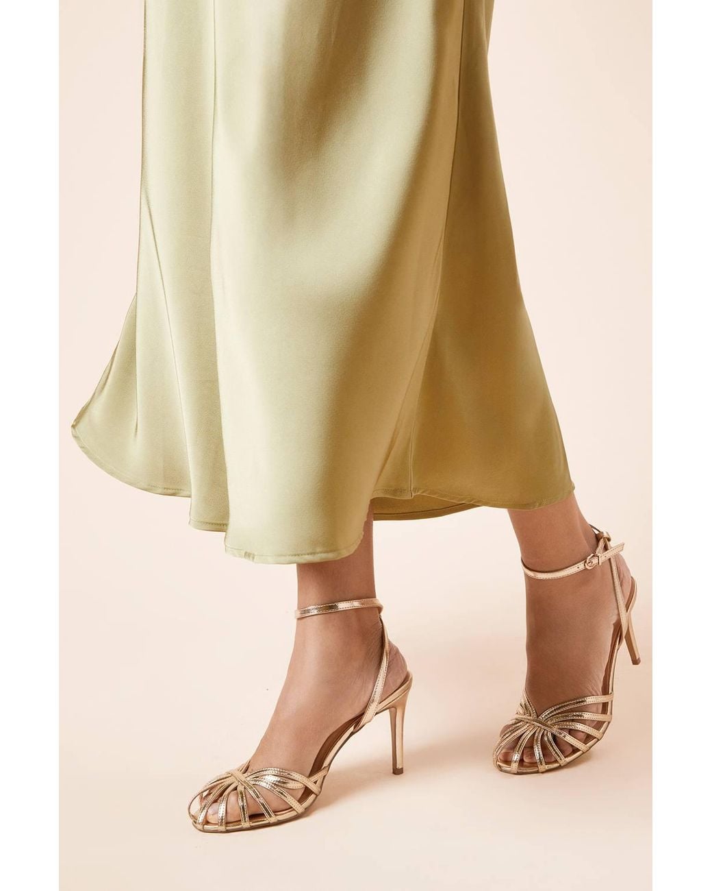 Dorothy Perkins Natural Davey Faux Leather Caged Front High Heel Stiletto Court Shoes