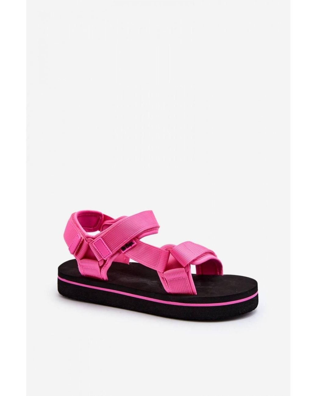 Love Lace Pink Sporty Textile Velcro Strap Foam Platform Sandals Summer