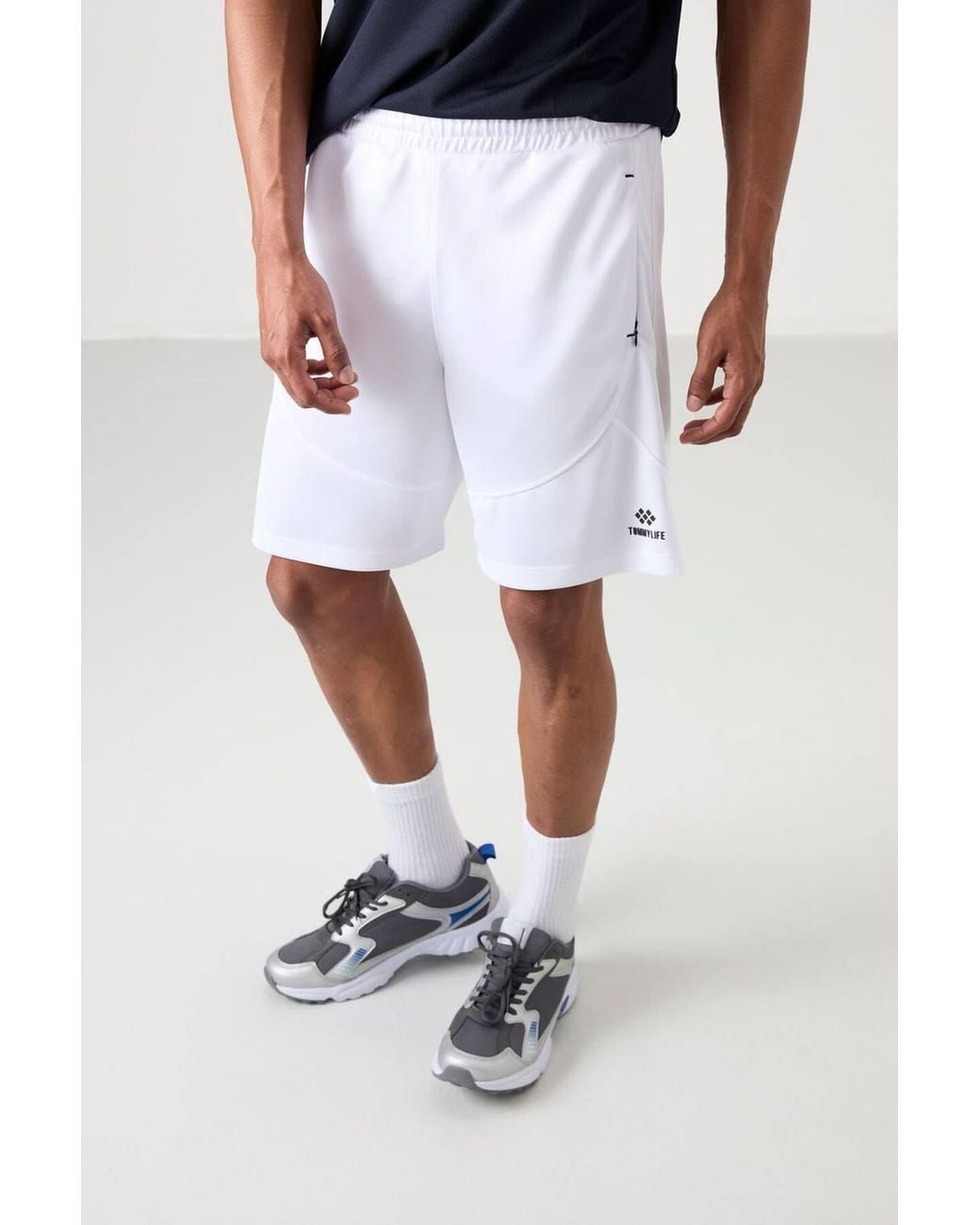 TOMMY LIFE Blue Solid Knit Sweat Shorts for men