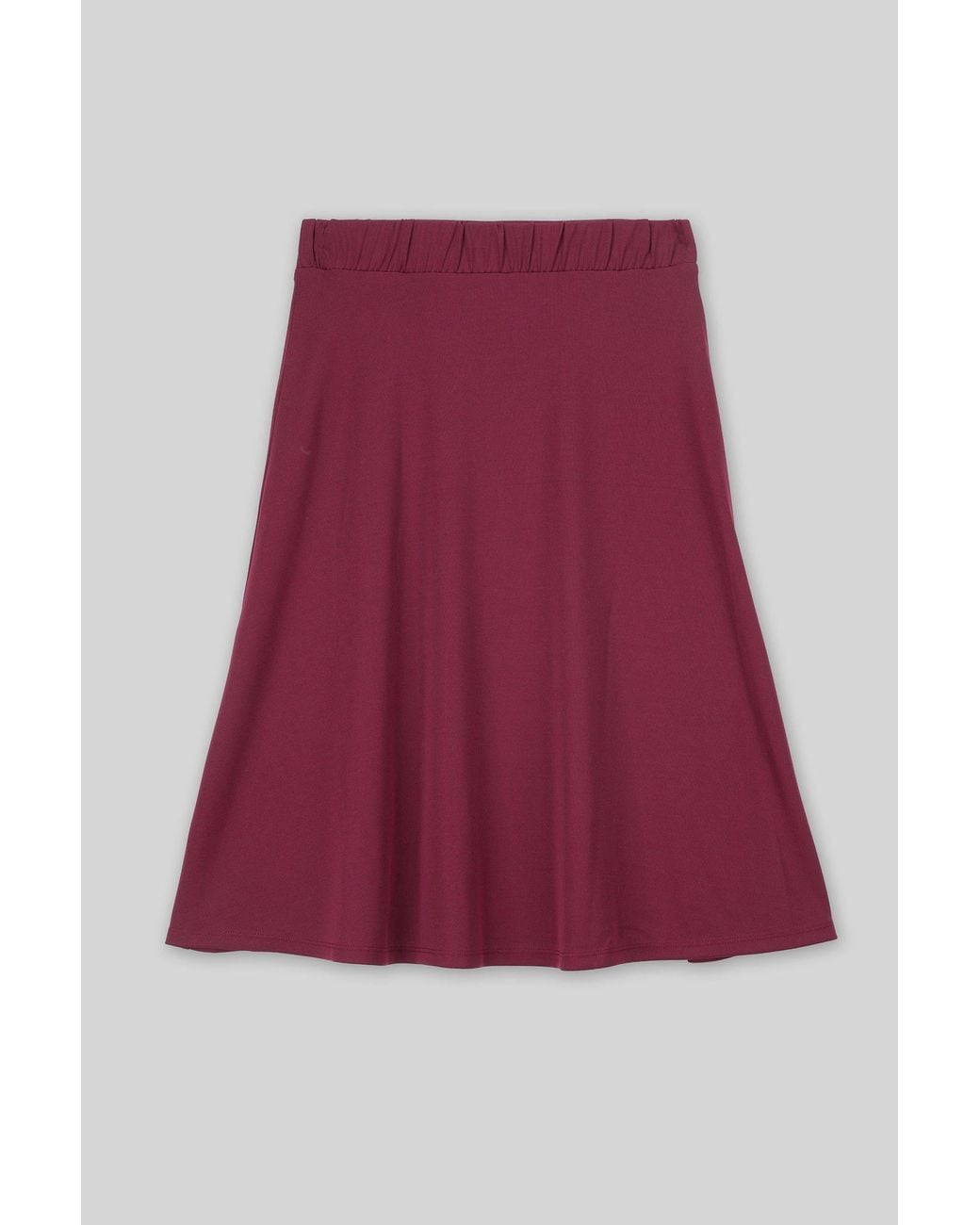 Enorsia Red Lace Inserted Jersey Midi Skirt