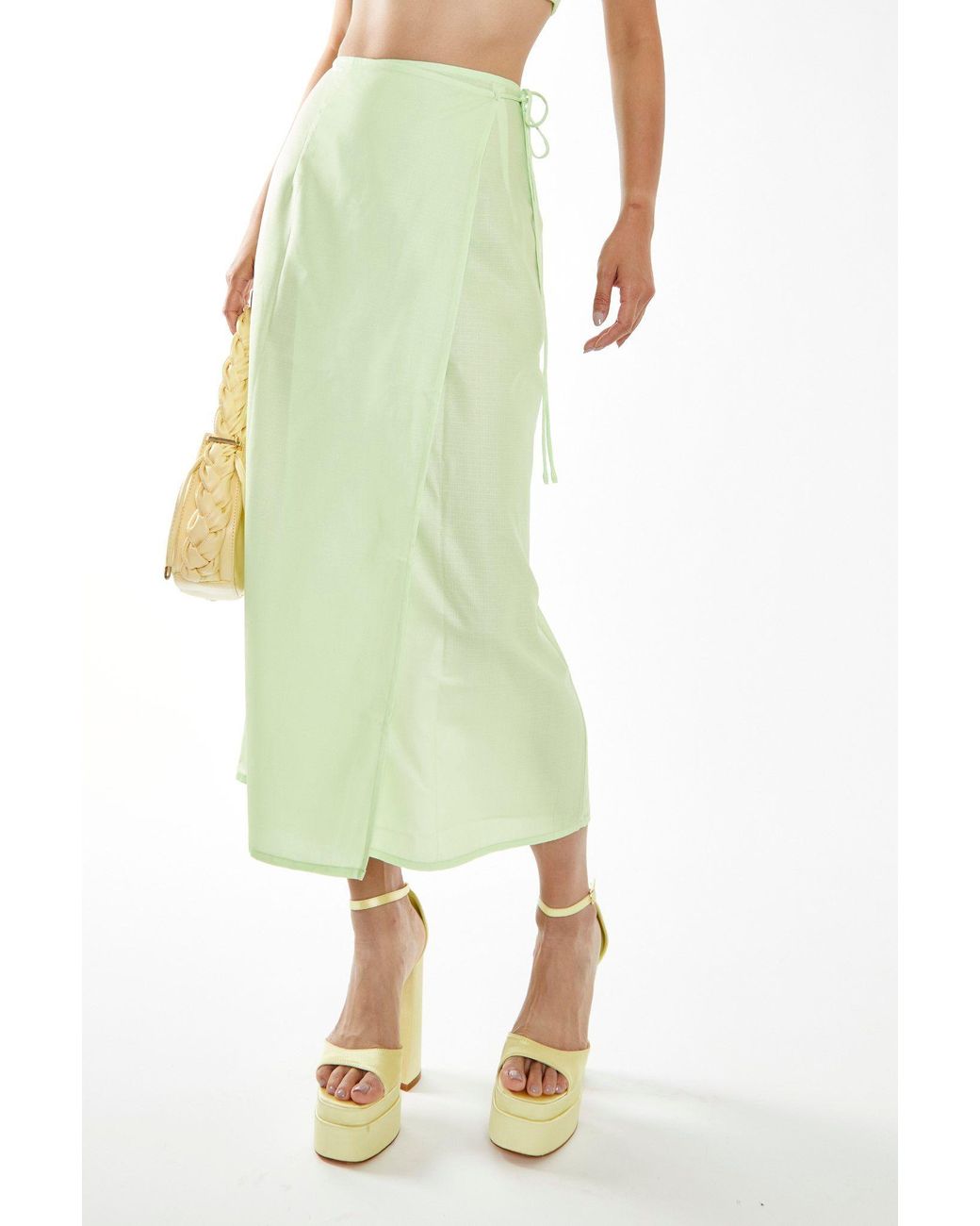 Shnoo Green Wrap Midi Skirt