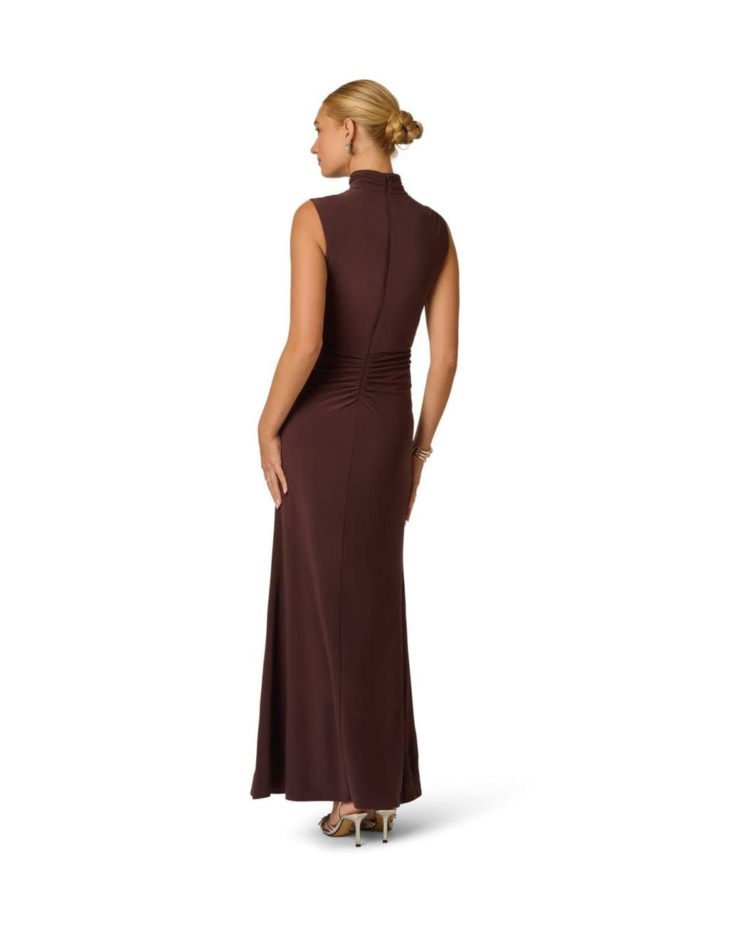 Adrianna Papell Brown Jersey Drape Dress