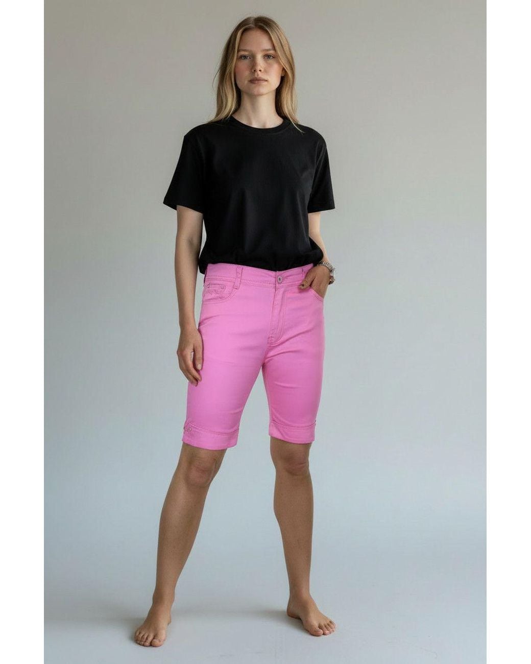 Paulo Due Pink Slim Fit Chino Casual Shorts