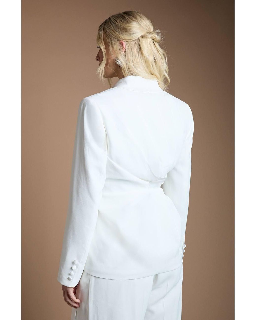 Coast Blue Wrap Front Satin Lapel Wedding Blazer