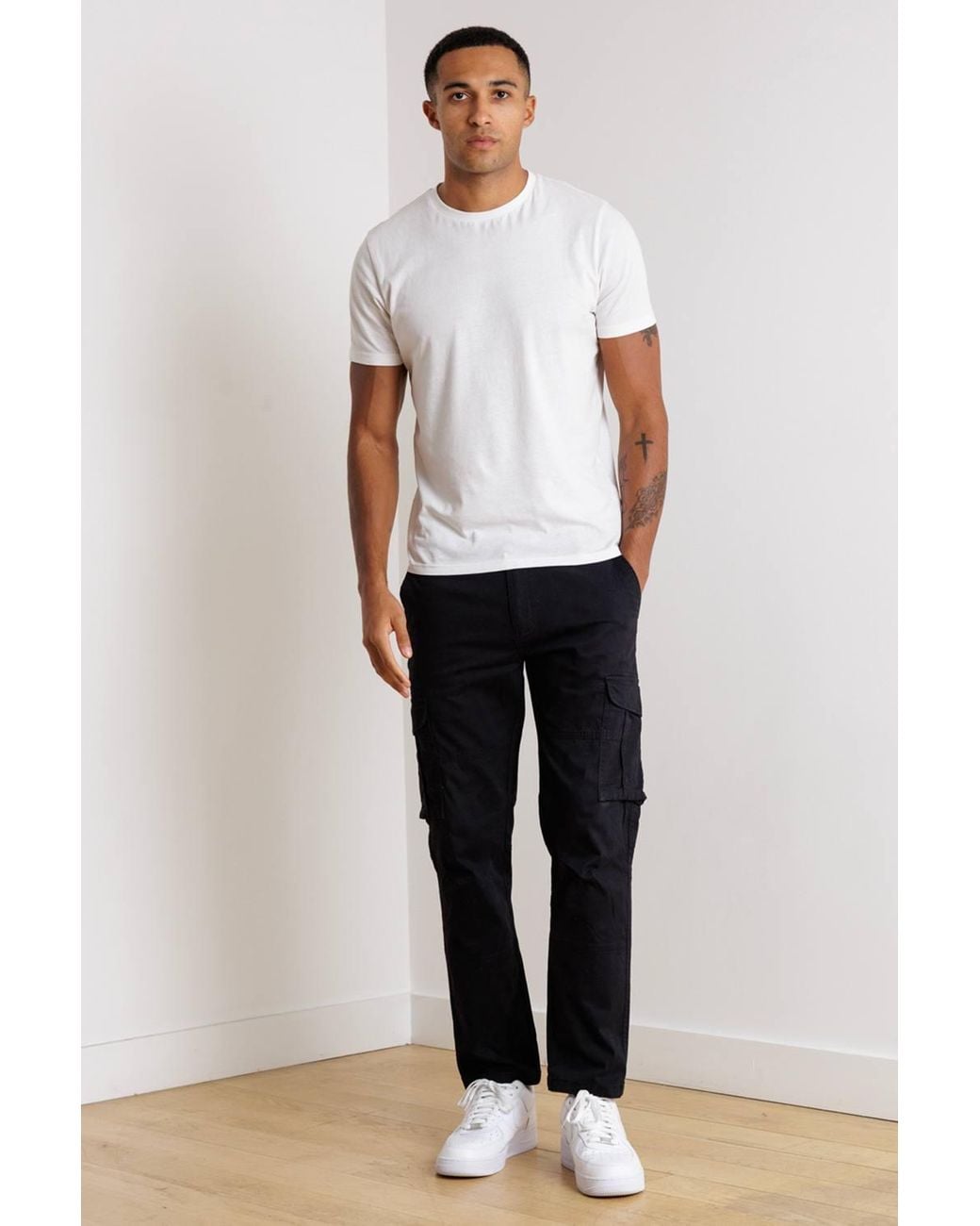 Tokyo Laundry Blue Straight Leg Cargo Trousers for men