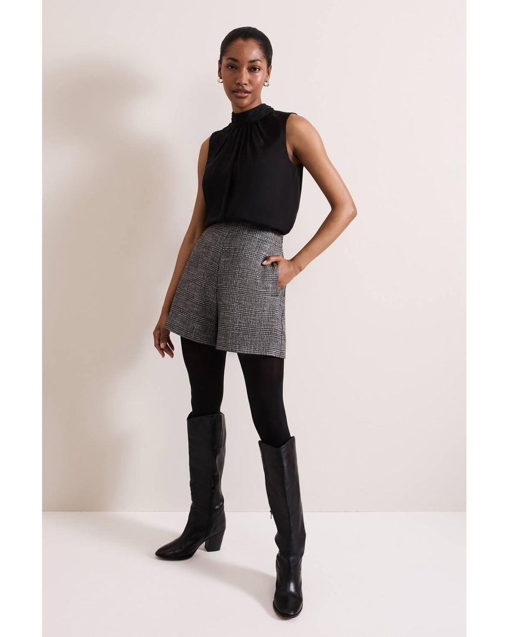 Phase Eight Black Nella High Neck Top
