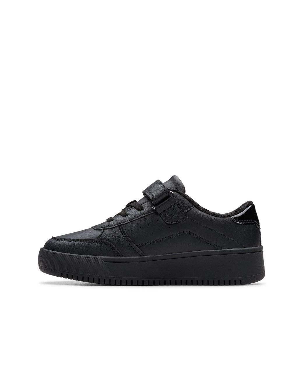 Clarks Black Barley Step Kid Trainers, Riptape, School Shoes