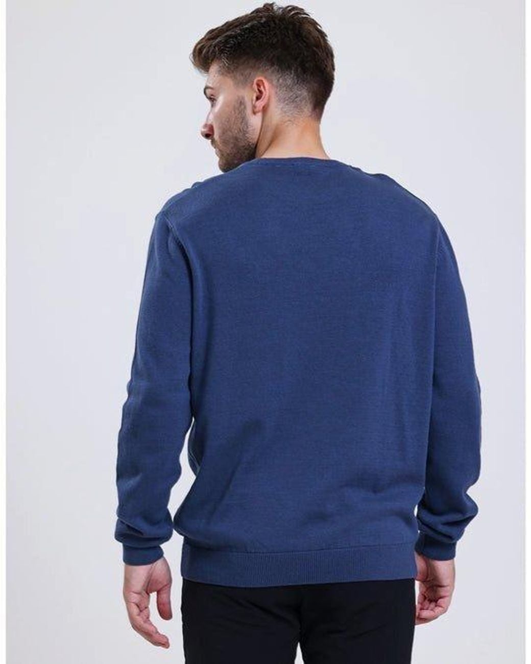 Alse Studio Blue Premium Quality 100% Cotton Crew Neck Long Sleeve Jumper for men