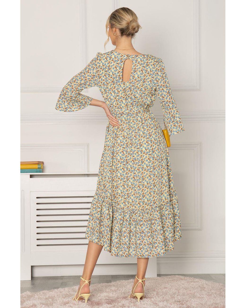 Jolie Moi Yellow Geelan Tiered Hem Maxi Dress