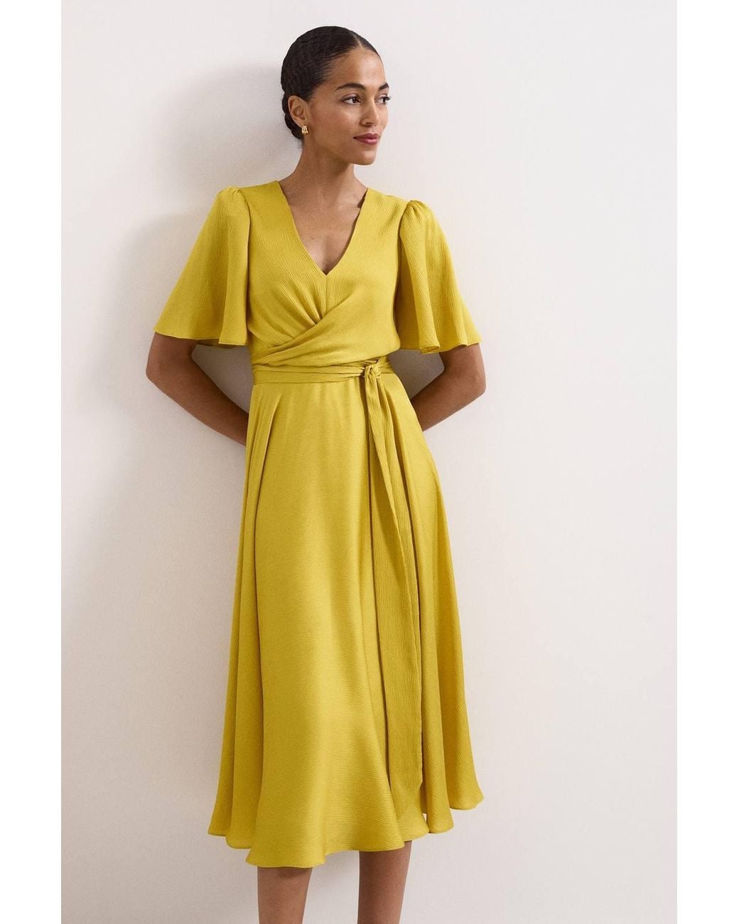 Phase Eight Yellow Petite Abbie Midi Dress