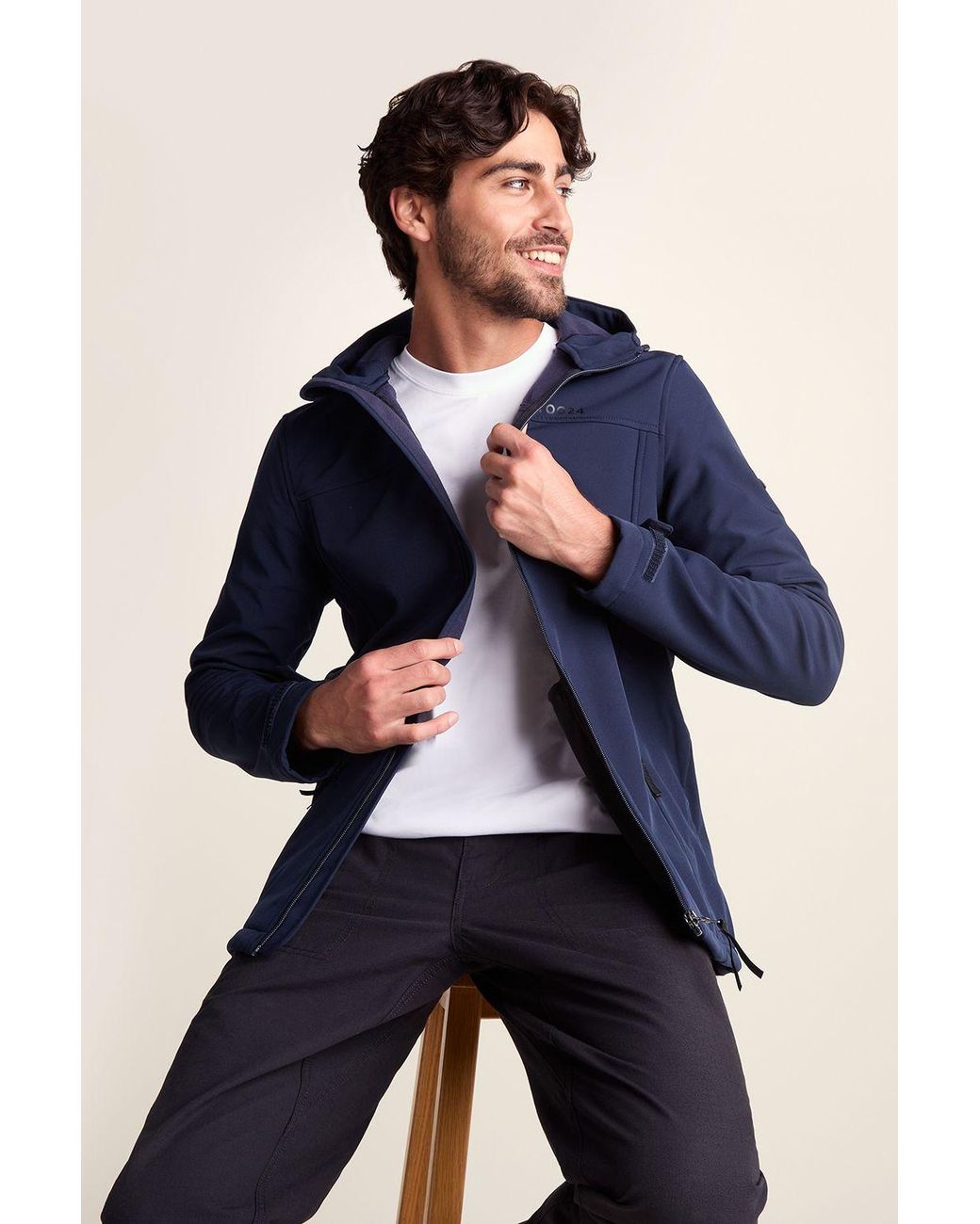 TOG24 Blue 'Feizor' Shower Resistant Softshell Hooded Jacket for men