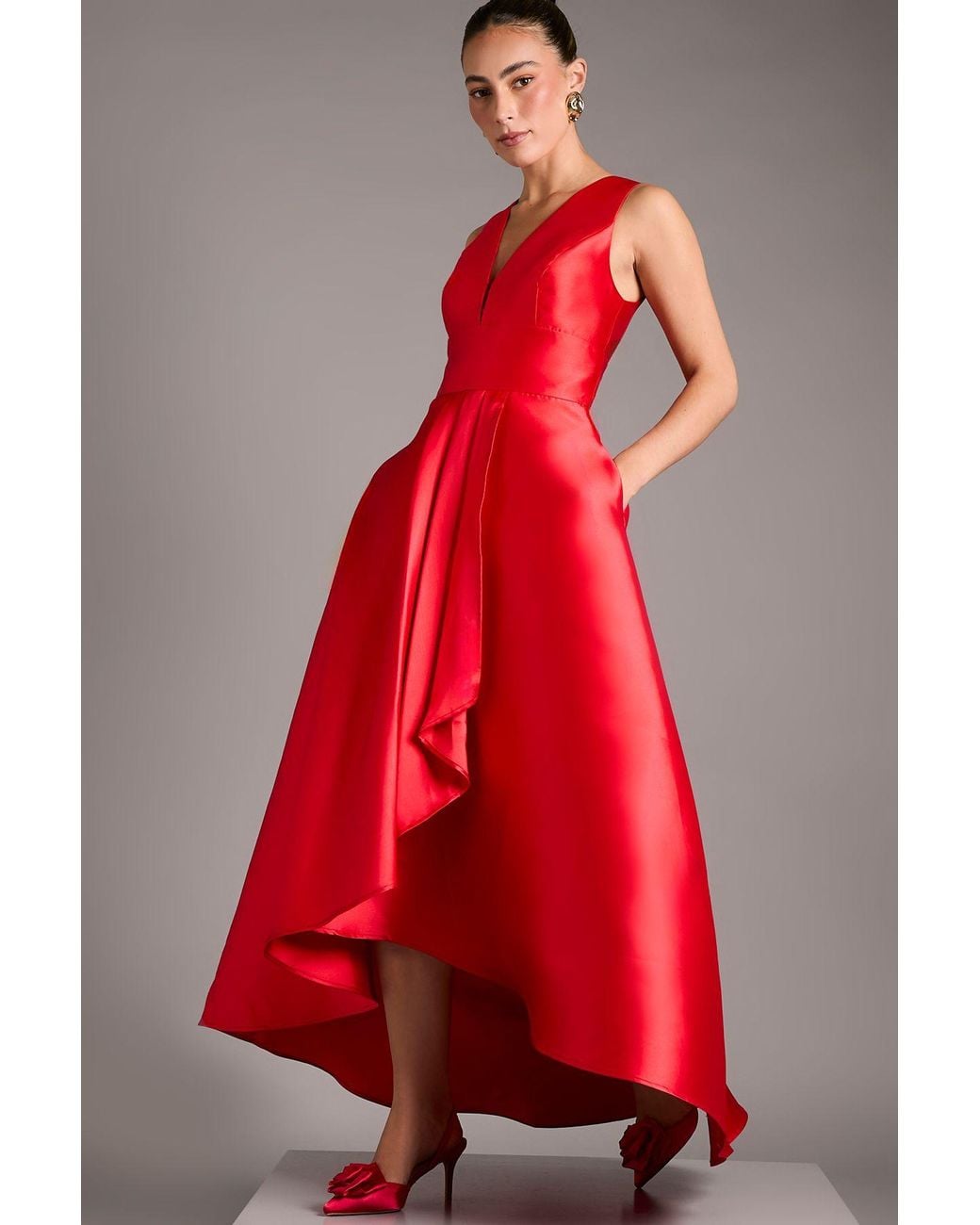 Coast Red Plunge Waterfall Maxi Dress