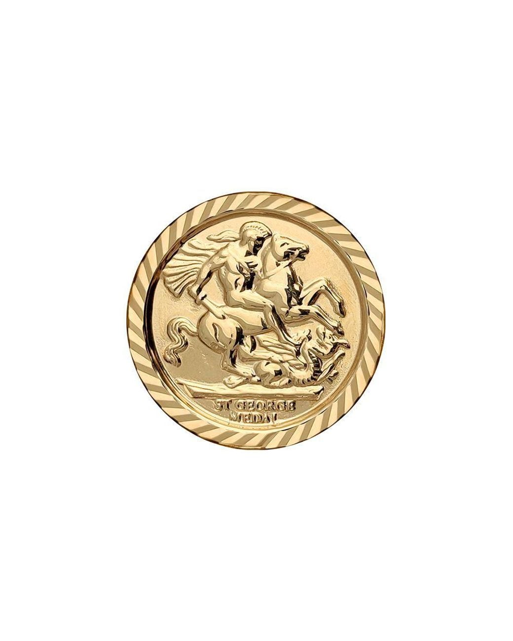 Jewelco London Metallic 9Ct Heart Teardrop Rope St George Pendant (Half Sov Size)