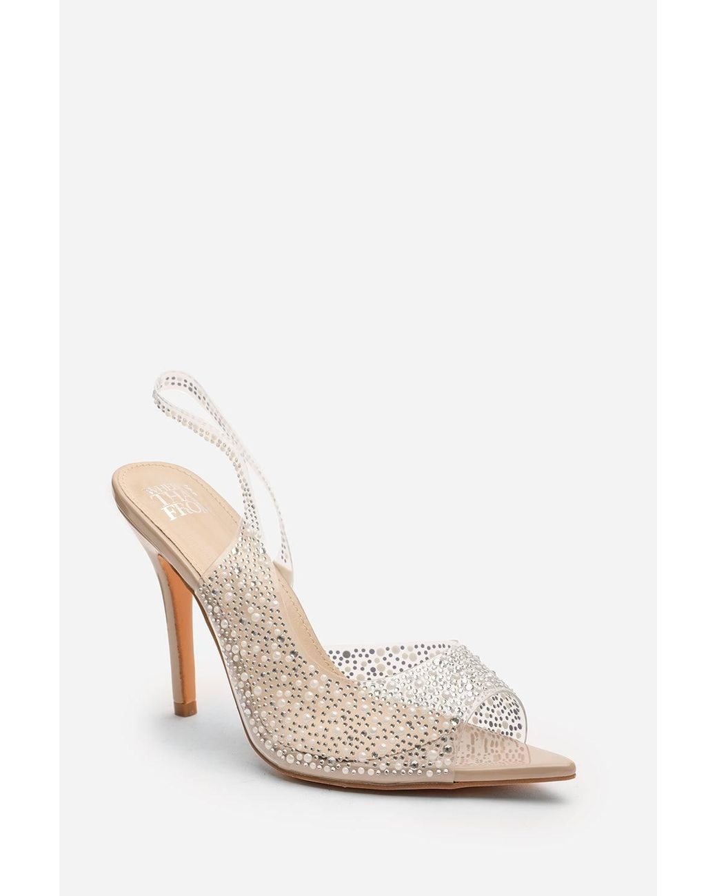 Where's That From Black 'Rheal' Embellished Clear Upper Slingback Heels