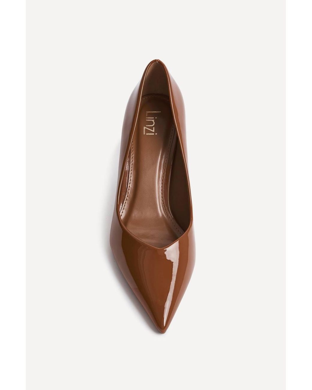 Linzi Brown Classic Cognac Patent Court Heels