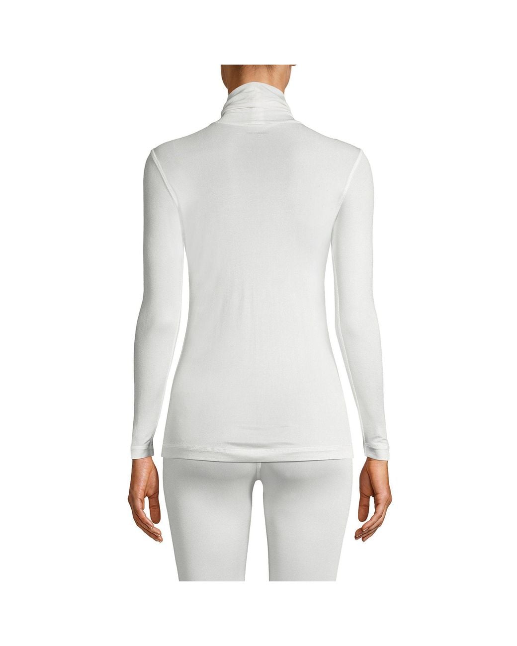 Lands' End White Petite Lightweight Silk Interlock Roll Neck Top