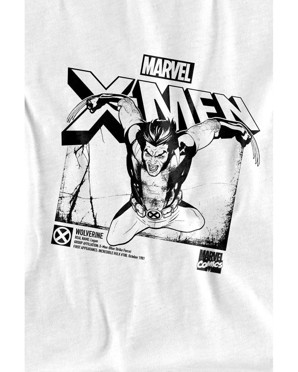 Marvel White Wolverine Jump T-Shirt for men