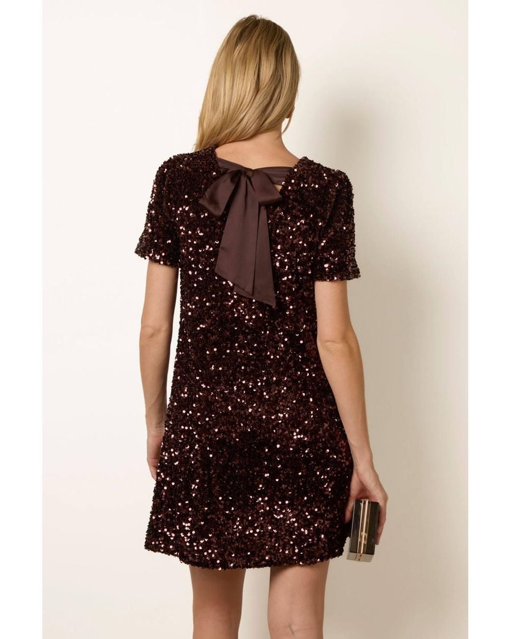 Blue Vanilla Black Short Sleeve Round Neck Mini Dress