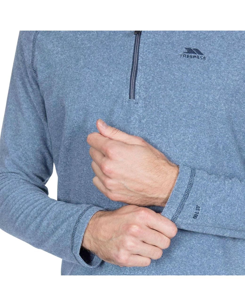 Trespass Blue Keynote Anti Pilling 1 4 Zip Fleece Top for men
