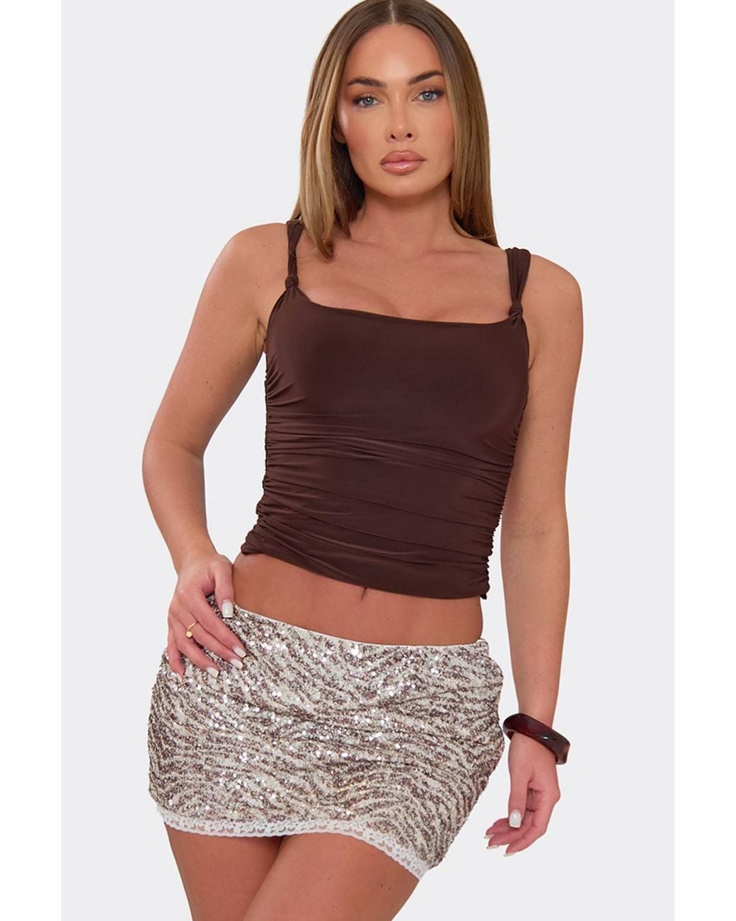 EGO Red Lace Trim Low Rise Mini Skirt