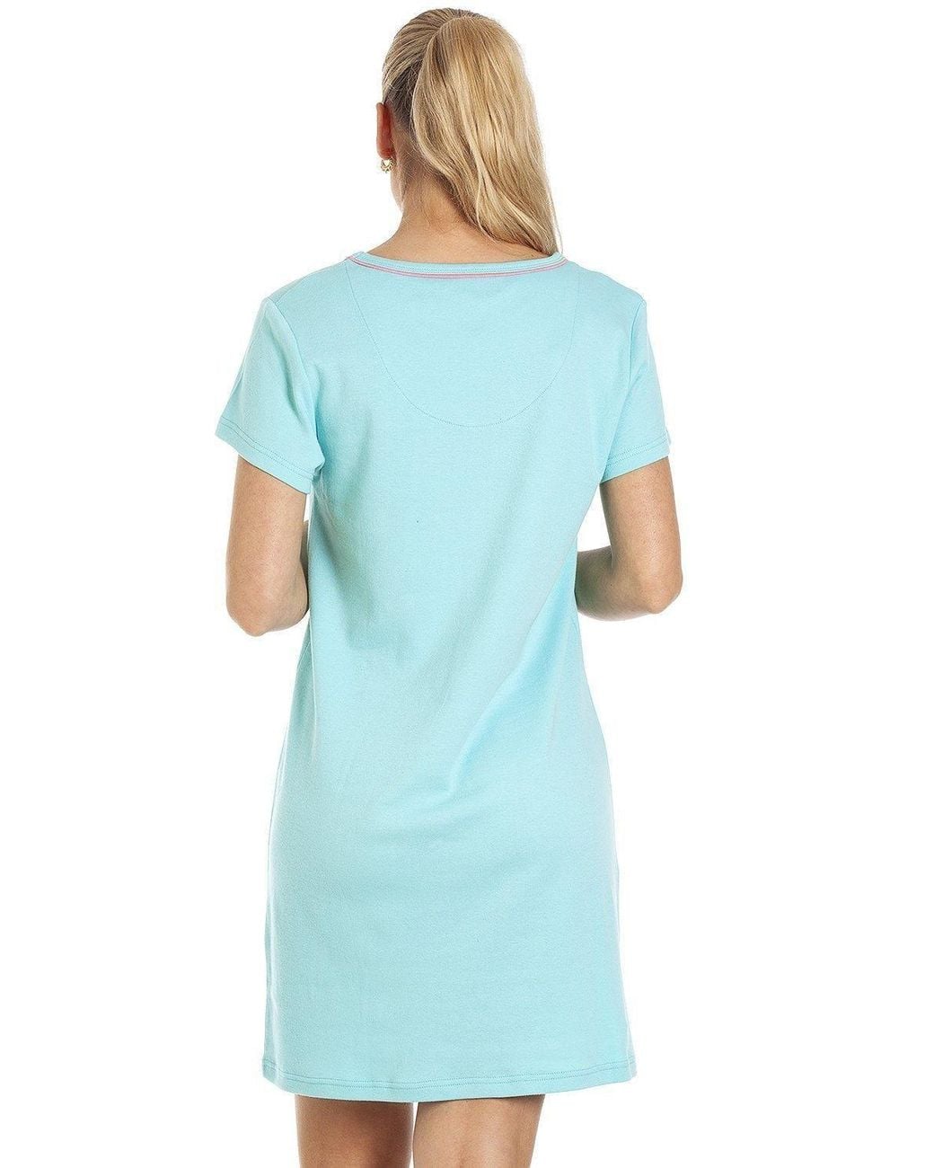 CAMILLE Blue Short Sleeve Pug Summer Nightdress