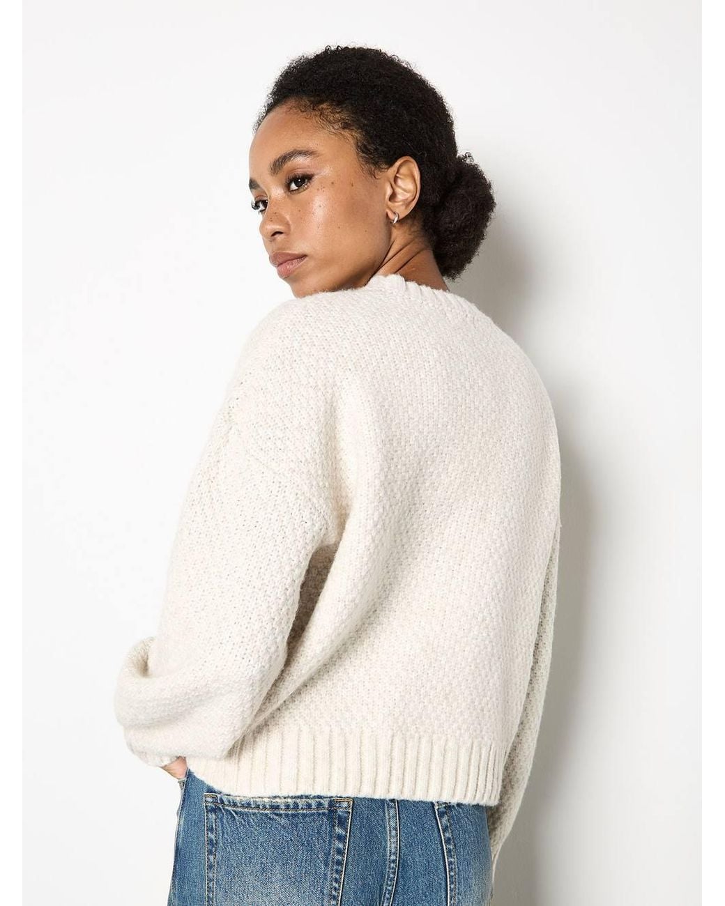 Apricot White Chunky Cable Knit Crop Jumper
