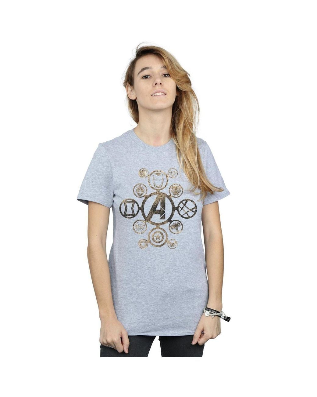 Marvel Blue Avengers Infinity War Icons Cotton Boyfriend T-Shirt