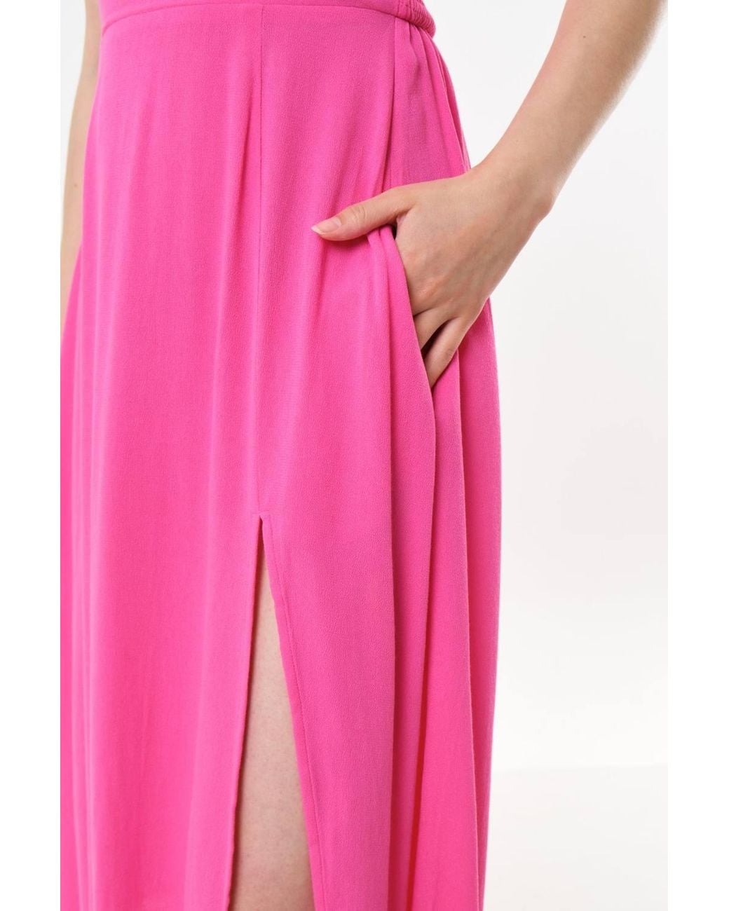 Louche Pink Geri Moss Crepe Halter Neck Midi Dress