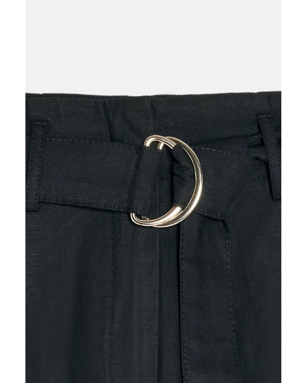 Dilvin Black Belted Wide-Leg Linen Blend Trousers