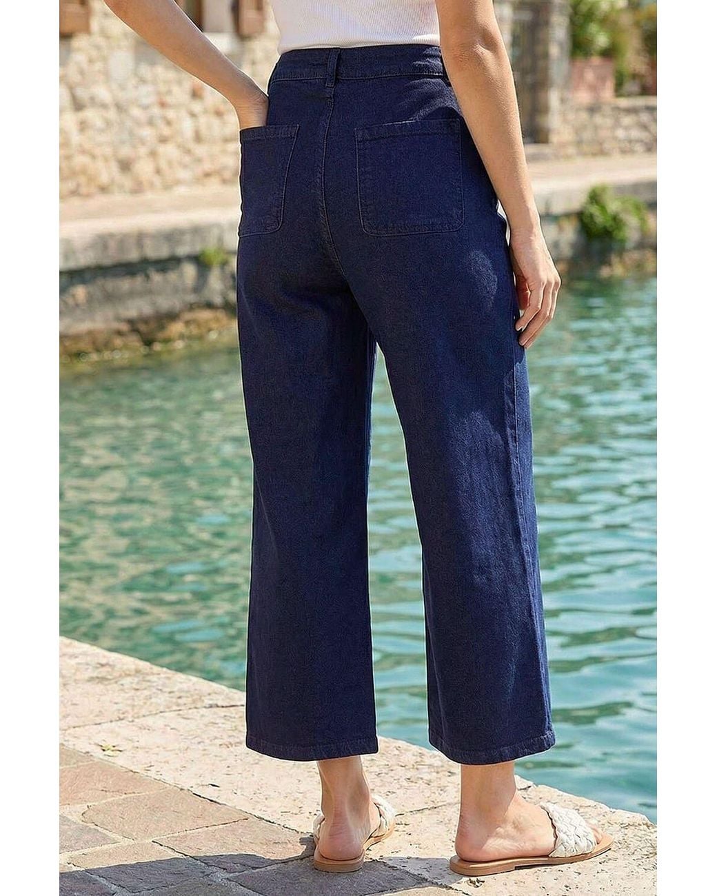 D.u.s.k Blue Denim Pocket Detail Wide Leg Culotte