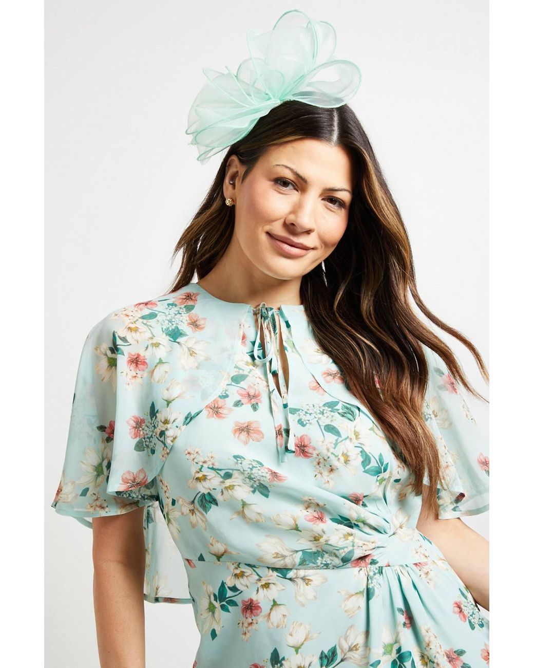 Wallis Green Cape Sleeve Ruched Midi Dress