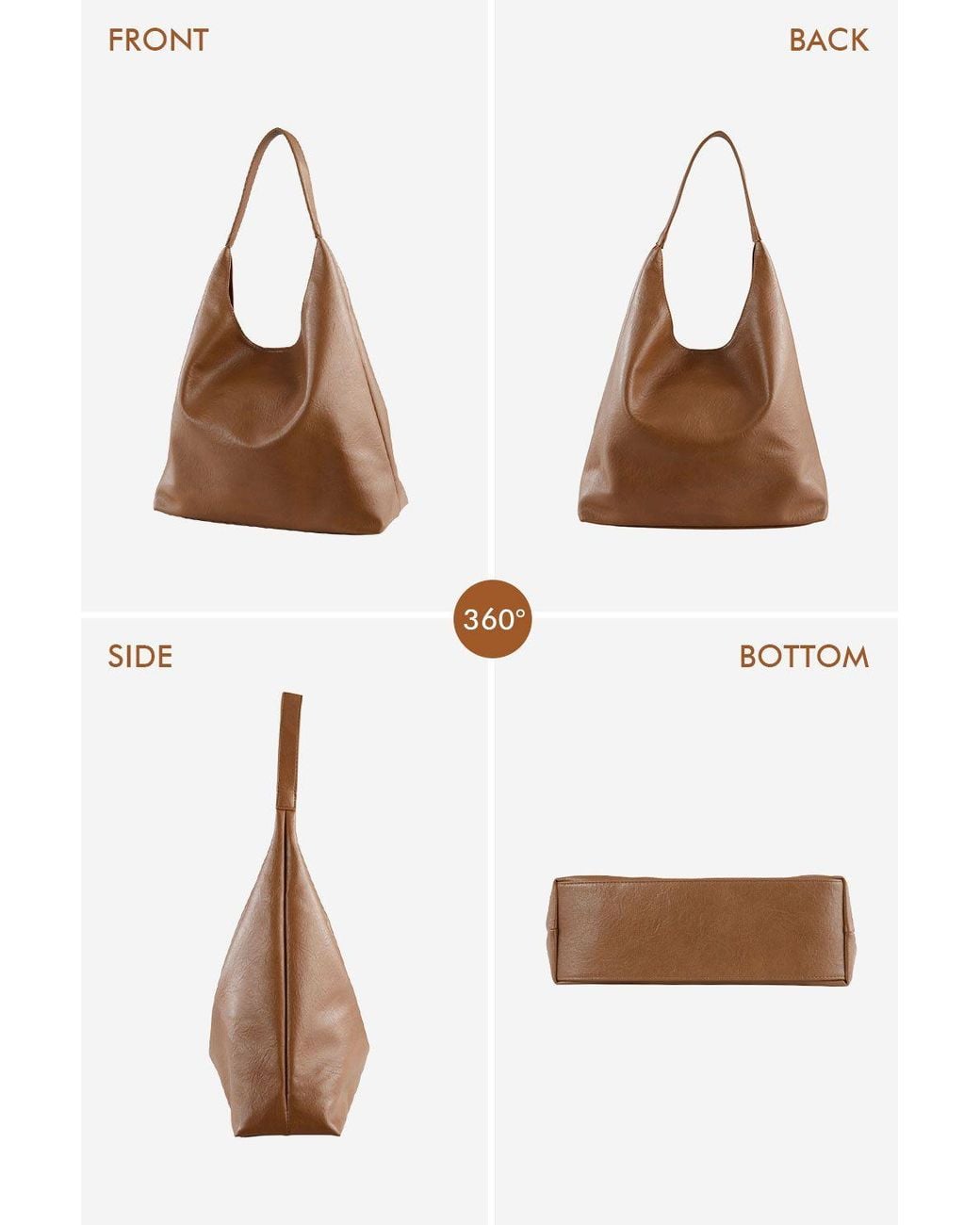 MODISHION Brown Soft Pu Leather Tote Bag