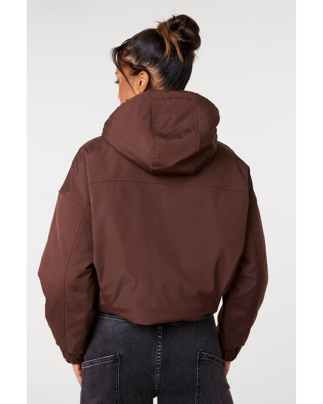 Pink Vanilla Brown Hooded Padded Sports Jacket