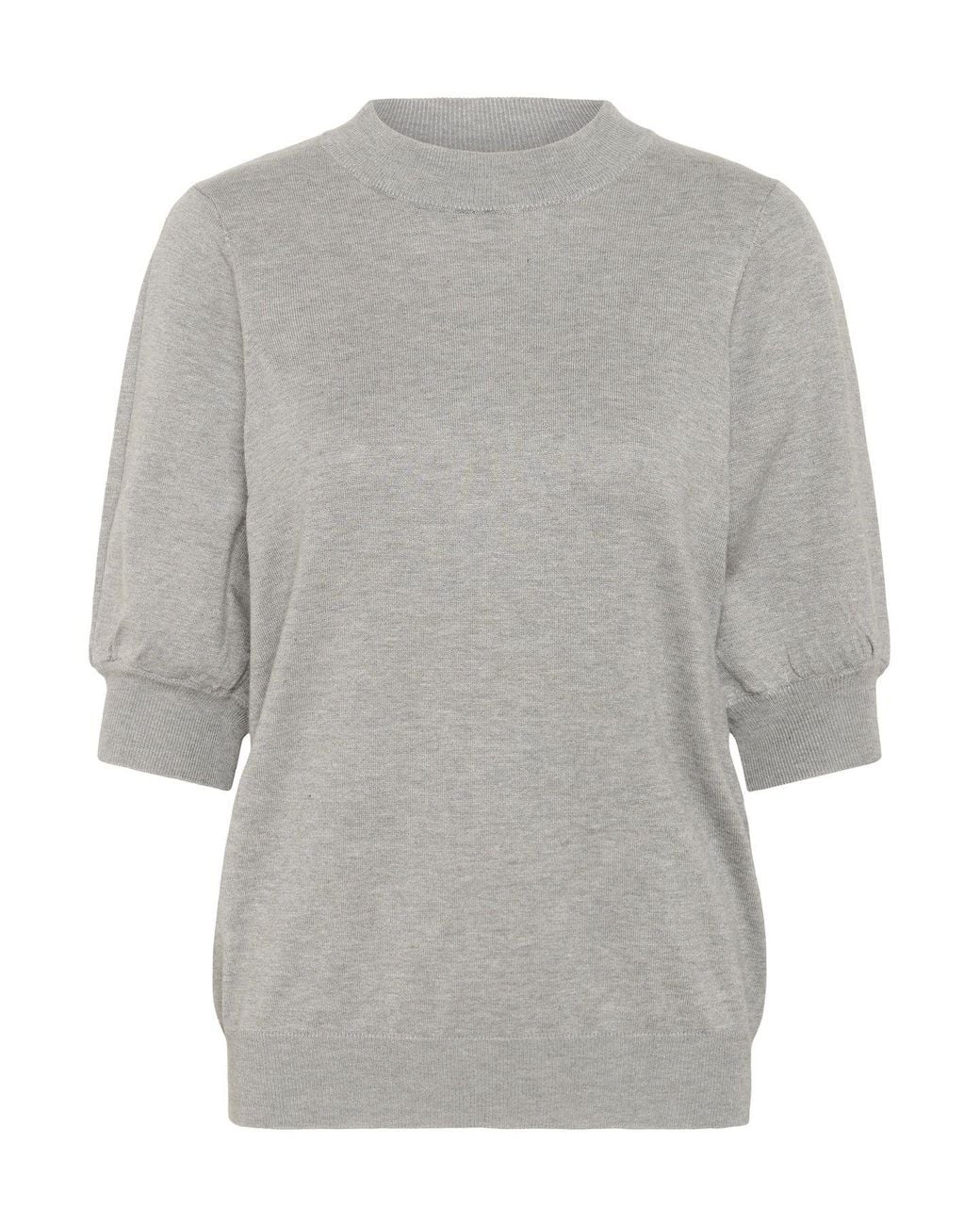 Kaffe Gray Kalone High Neck Half Sleeves Pullover