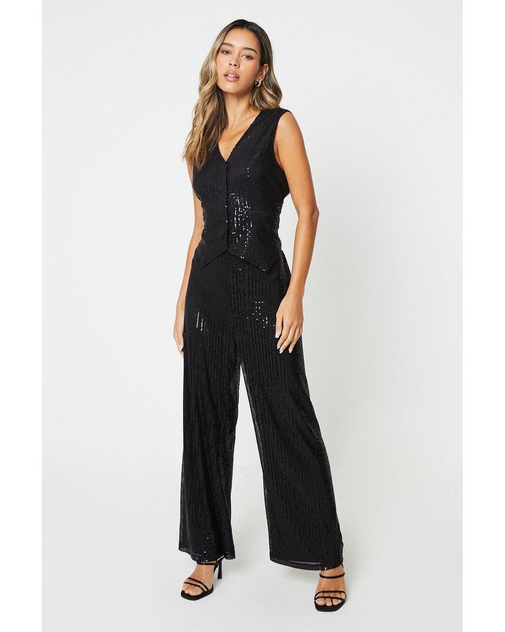 Dorothy Perkins Black Sequin Waistcoat