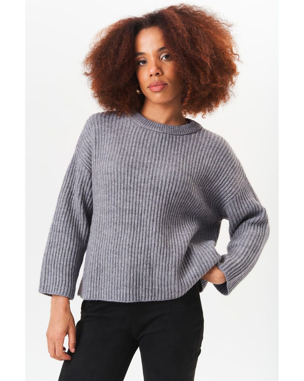 Gini London Gray Chunky Knit Oversized Jumper