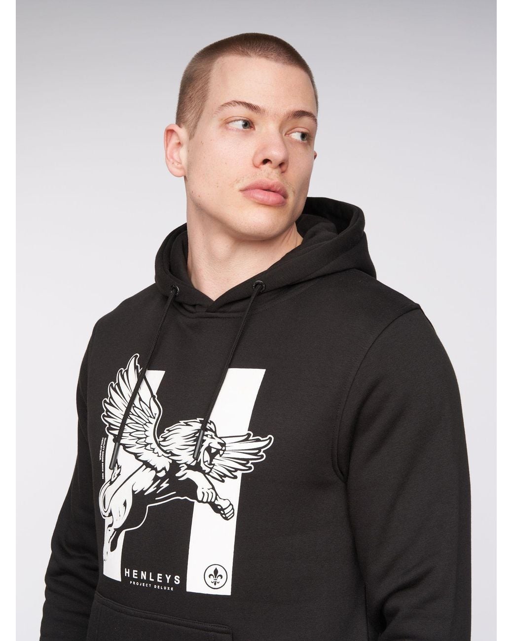 Henleys Black Curveball Carbon Brushed Hoodie for men
