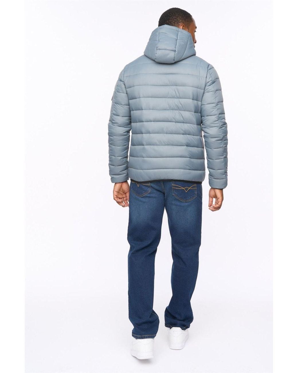 Crosshatch Blue Gattering Lightweight Hooded Quilted Puffer Jacket for men