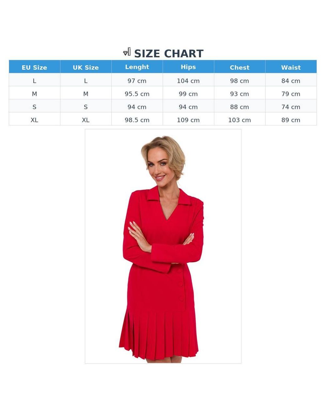 Love Lace Red Viscose Pleated Long Sleeve Dress With Zip