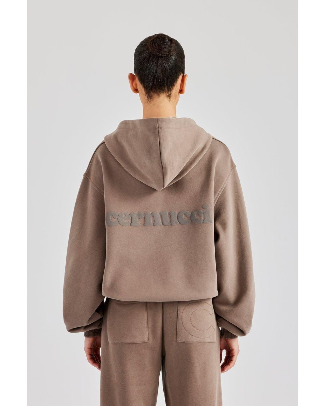 CERNUCCI Brown Oversized Zip Through Hoodie