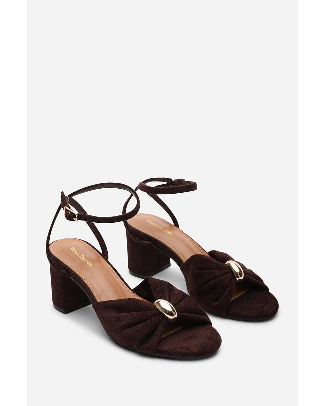 Where's That From Brown 'Brelle' Heeled Sandals With Detail Front Strap
