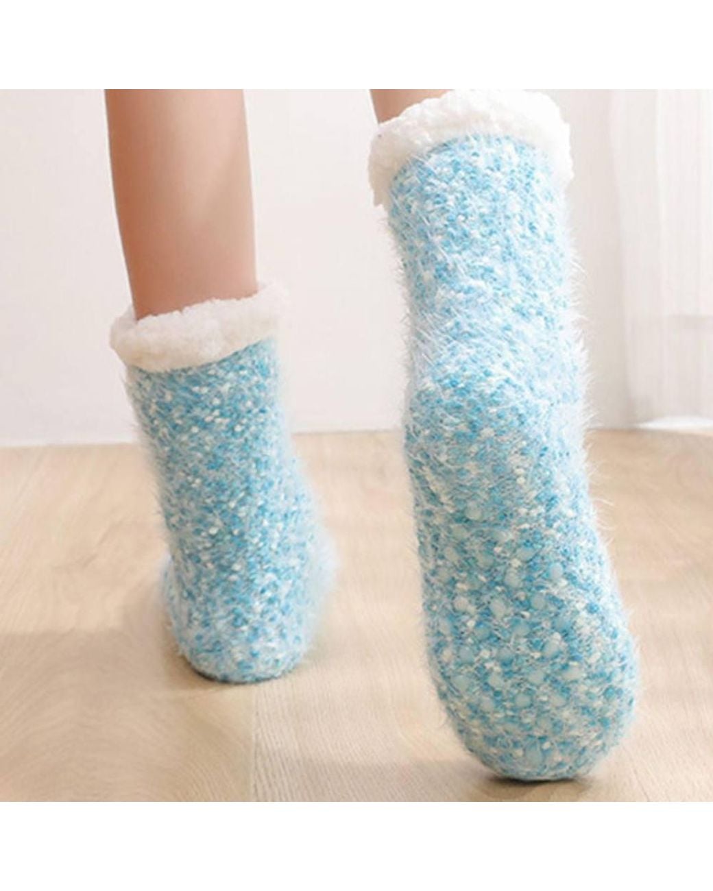 Lovii Blue Cosy Fluffy Slipper Socks