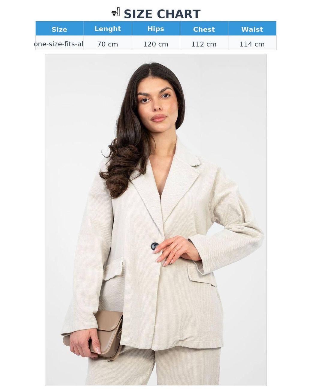 Love Lace White Cotton Corduroy Blazer With Office Style